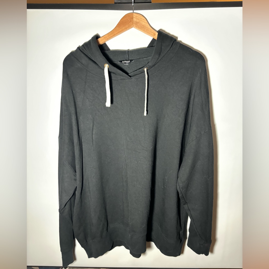 Buffalo David Bitton Black Hooded Pullover With White Drawstrings